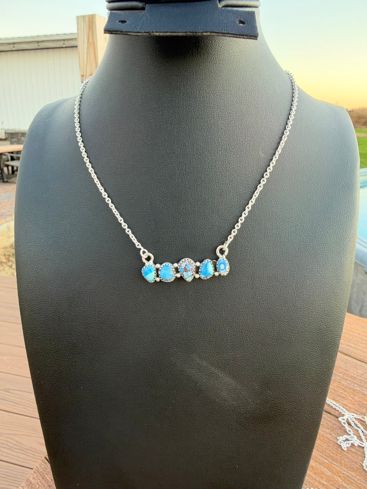 Golden hills turquoise bar necklace