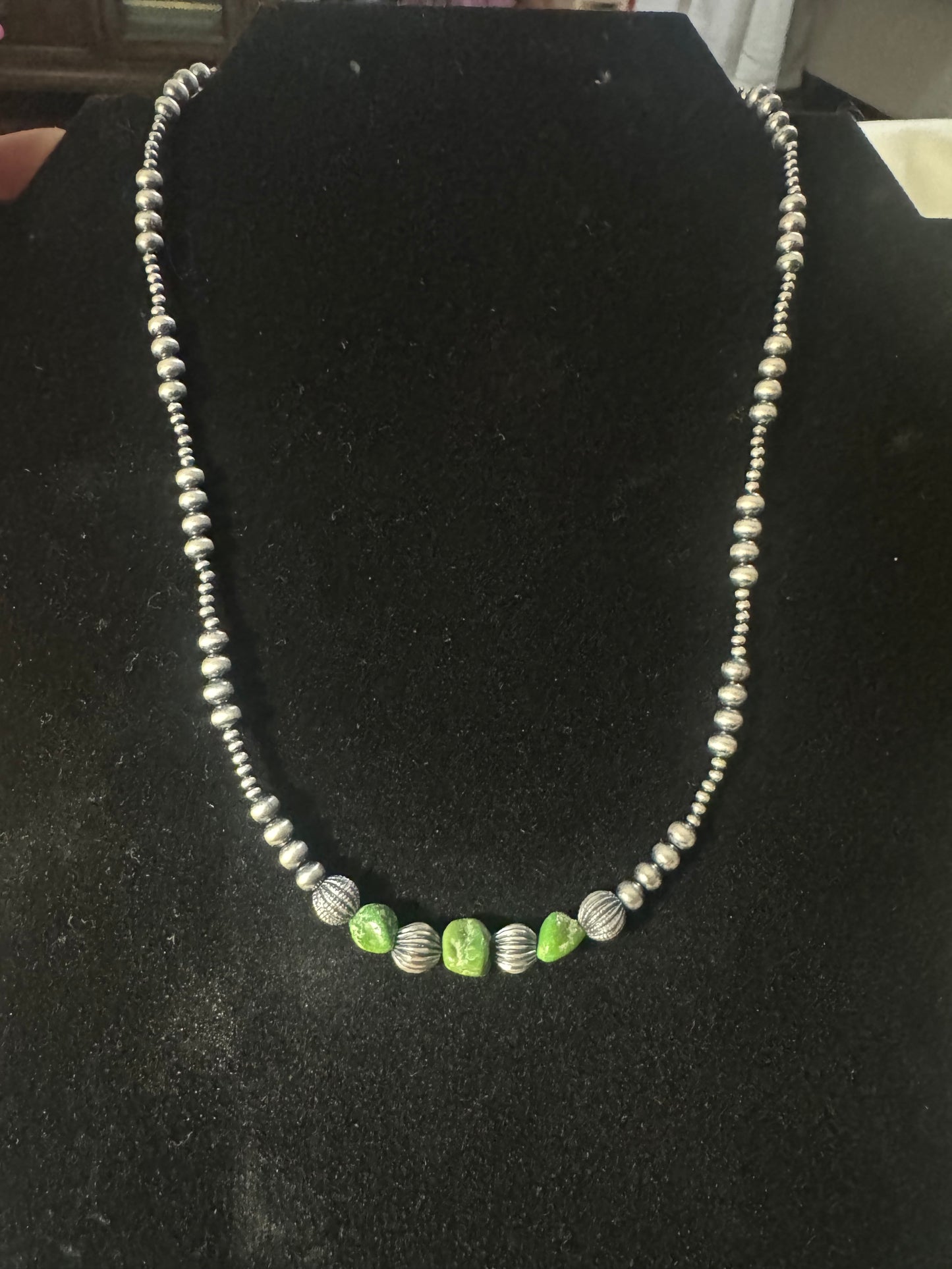 Graduated pearl melon and Sonoran gold turquoise necklace