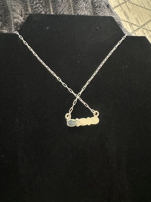 3 stone small blue opal necklace