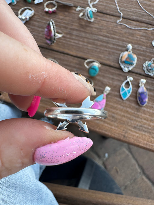 Sz 7 dainty arrow turquoise ring