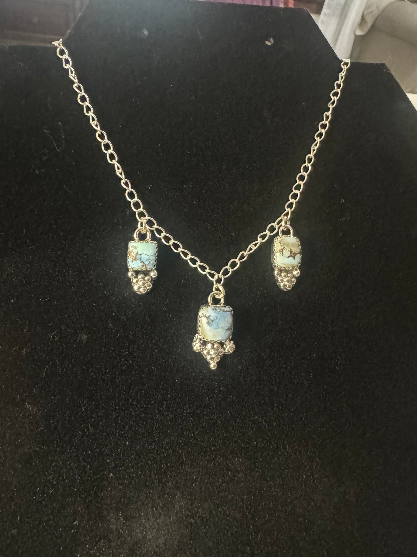 3 stone golden hills turquoise charm necklace