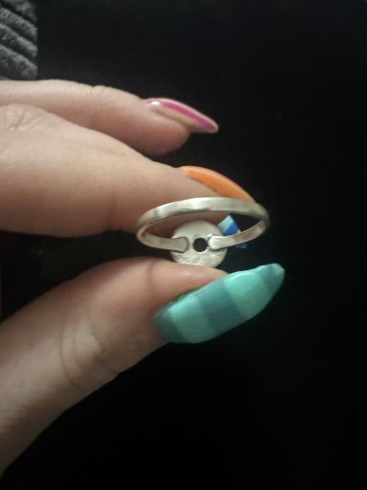 Sz 8 turquoise flower dainty ring