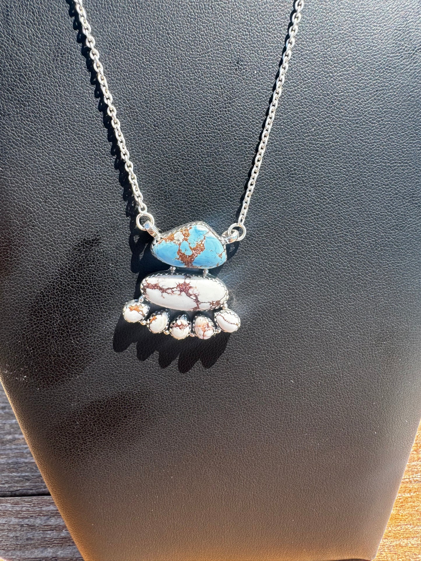 Golden hills turquoise and wild horse necklace