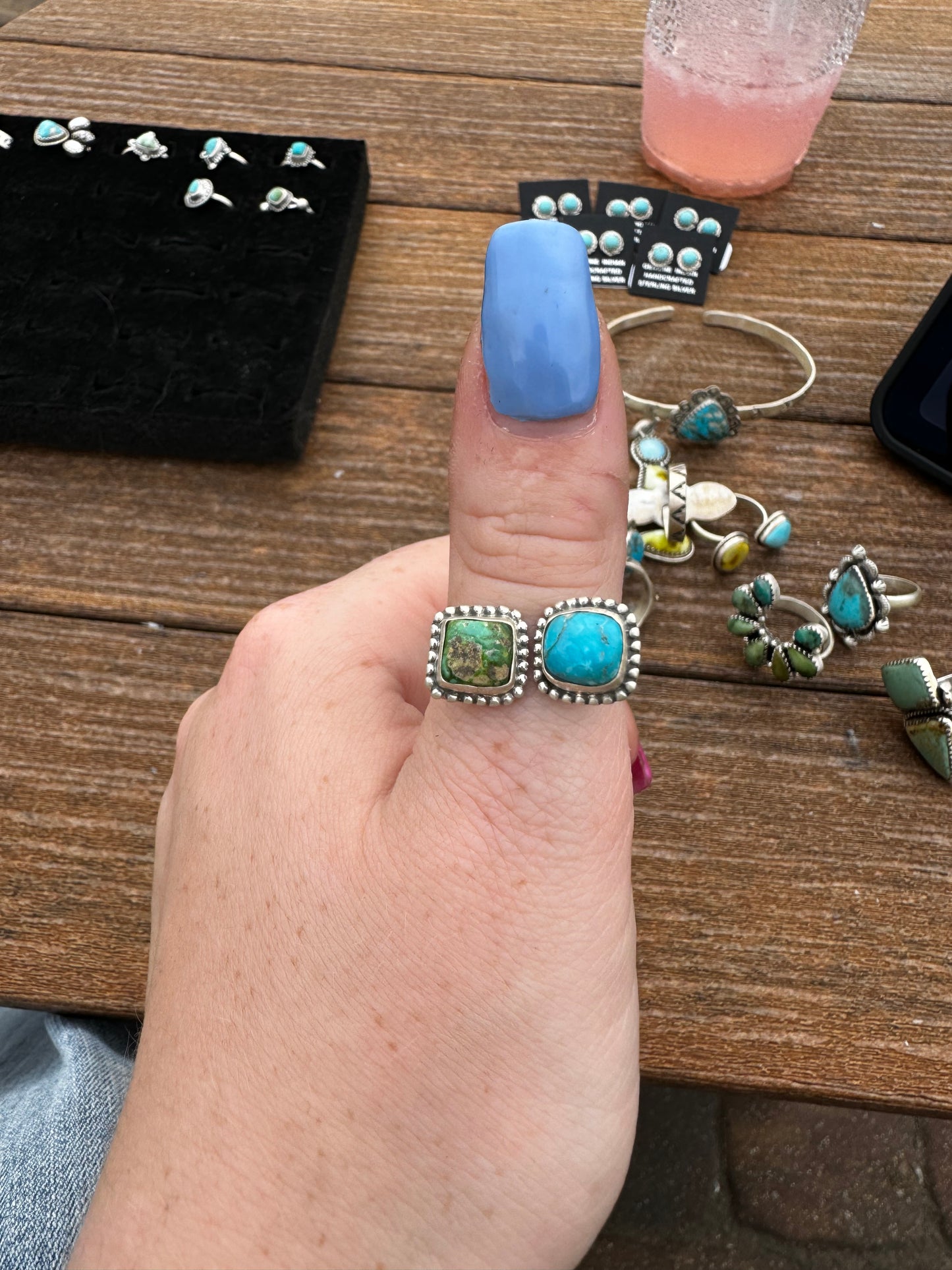 Sonoran gold and blue bird turquoise floater ring