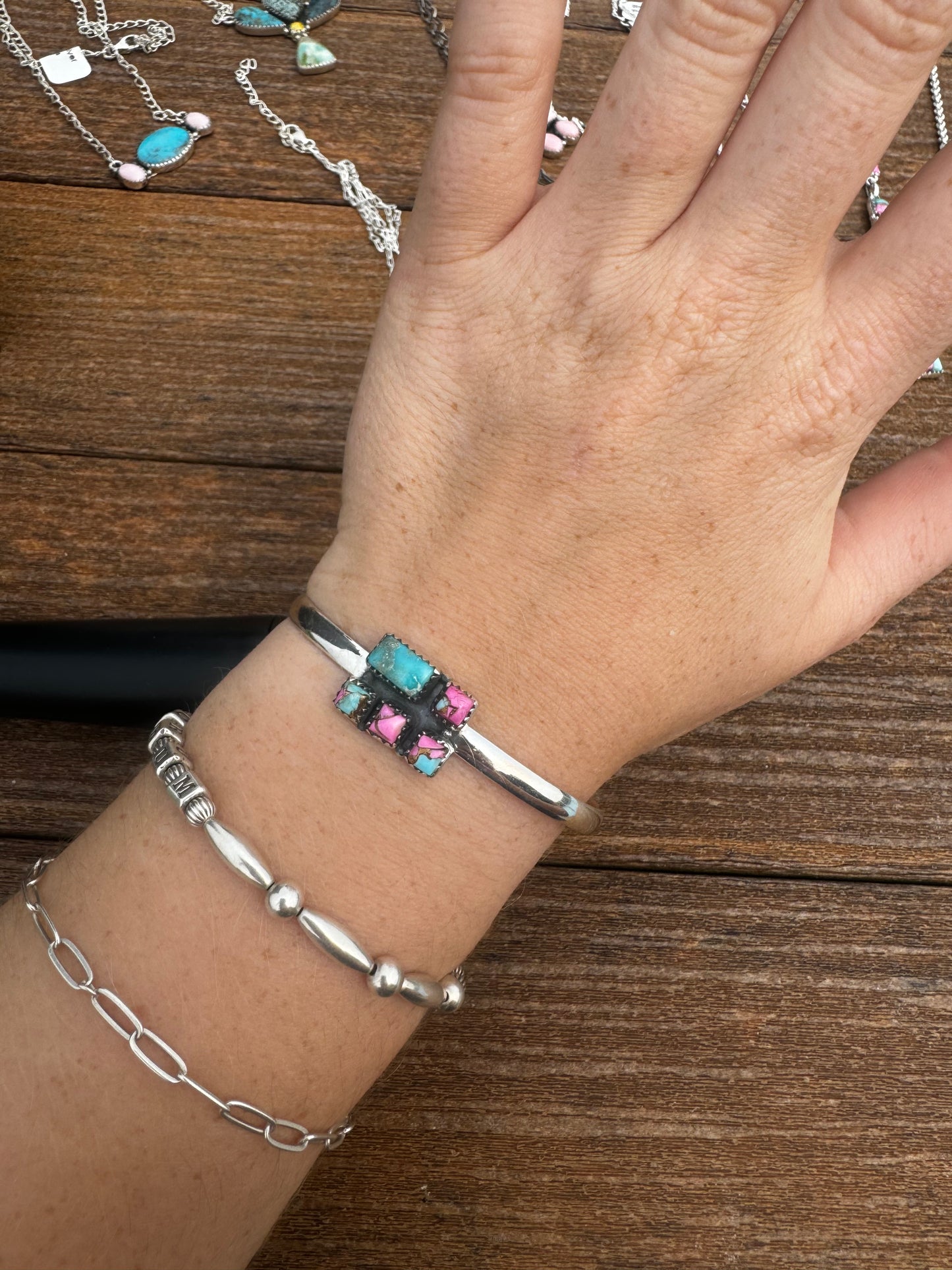 Cotton candy Kingman turquoise cuff