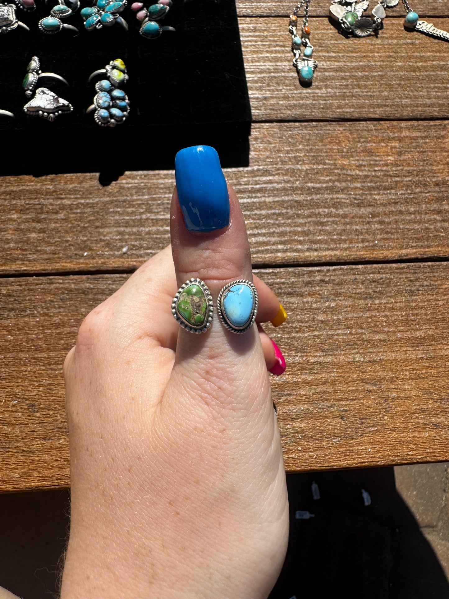 Sonoran gold and golden hills turquoise floater ring