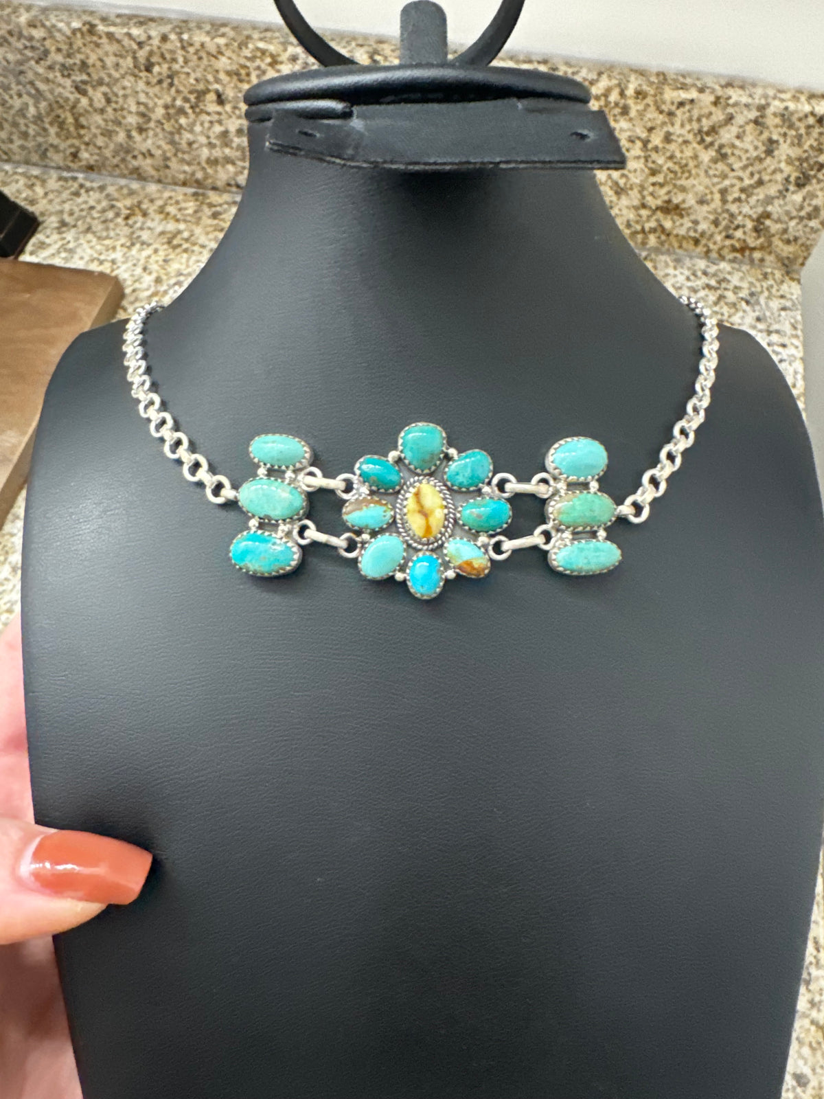 Hachita turquoise and palomino choker necklace
