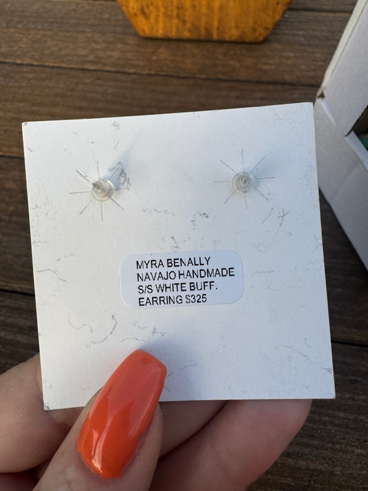 Native made white buffalo cluster stud earrings