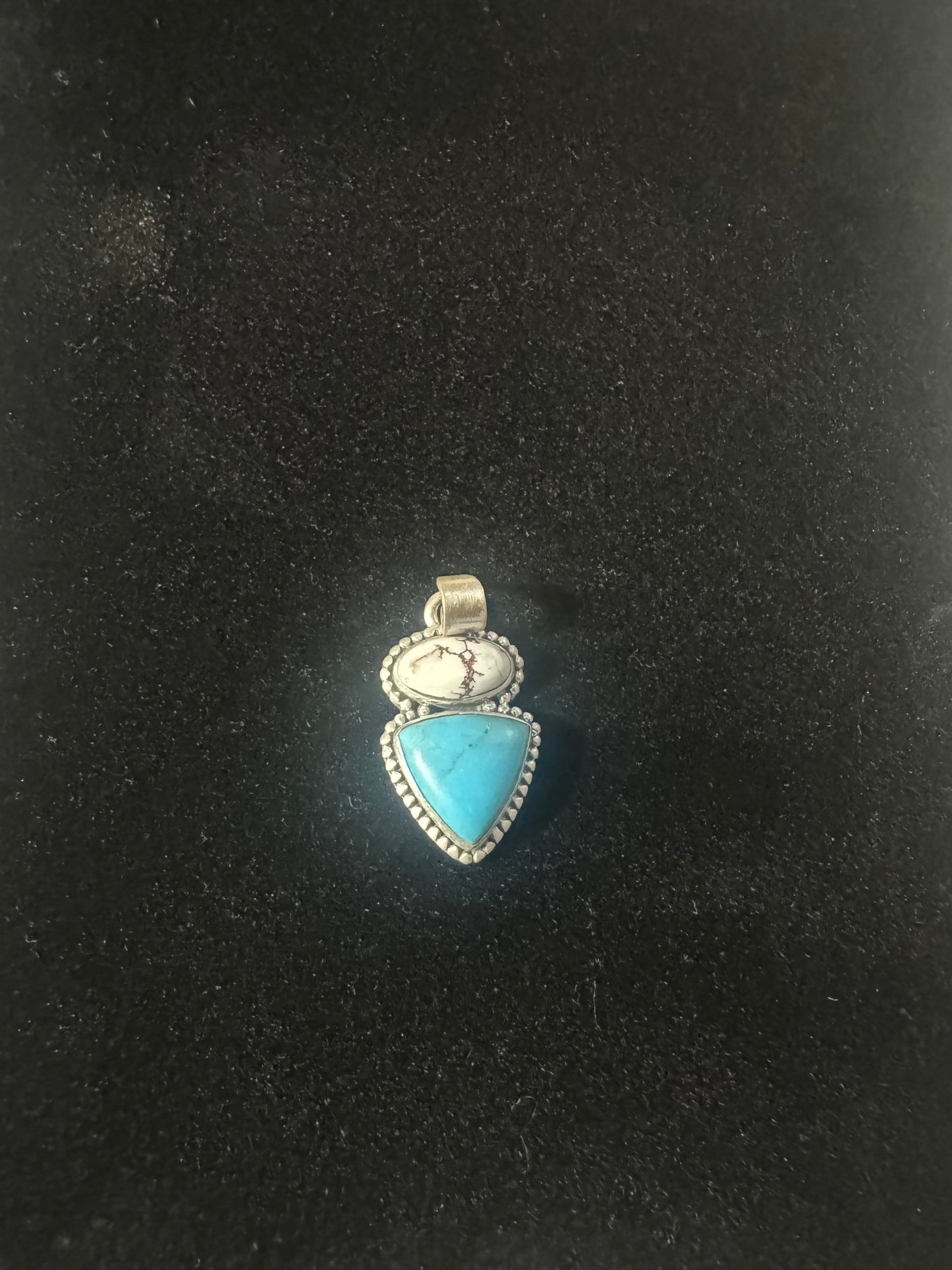 Blue bird turquoise and wild horse dainty pendant