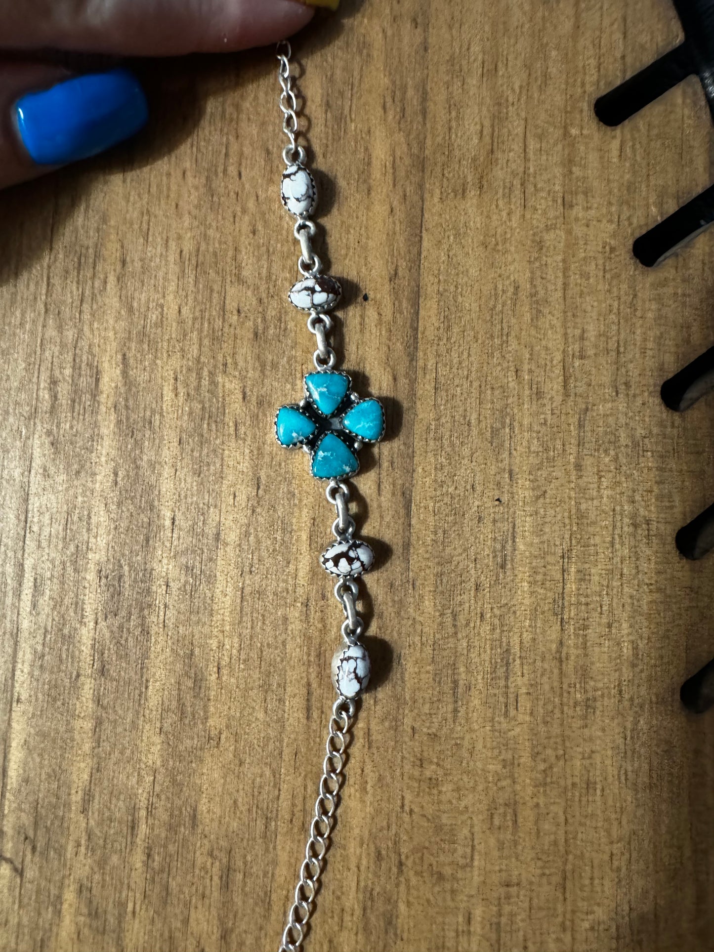 Whitewater turquoise and wildhorse chain bracelet