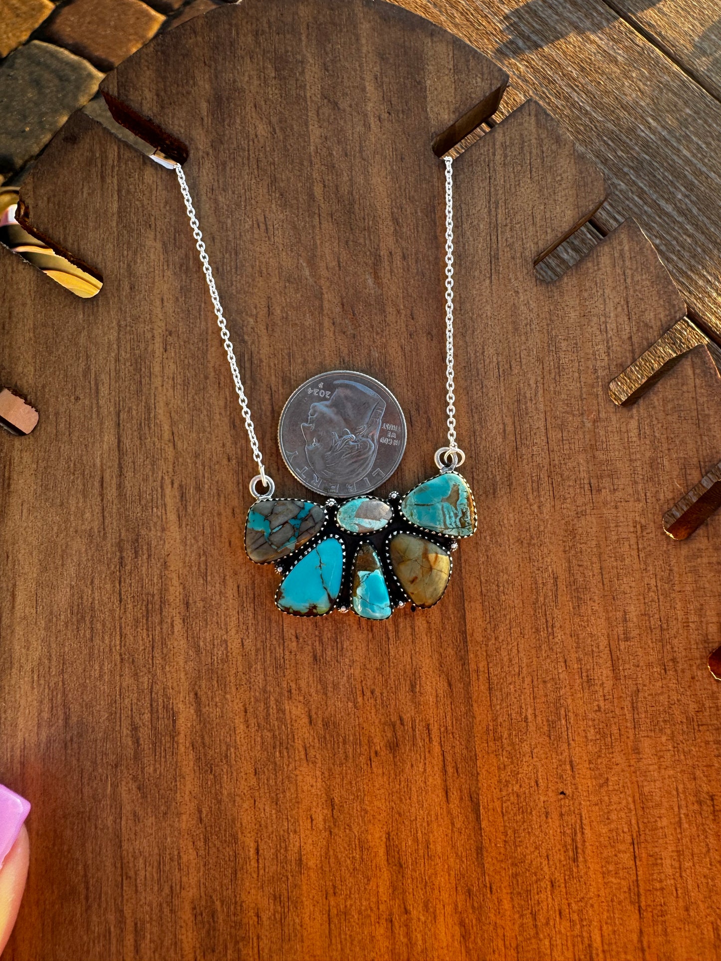 Royston turquoise half cluster necklace