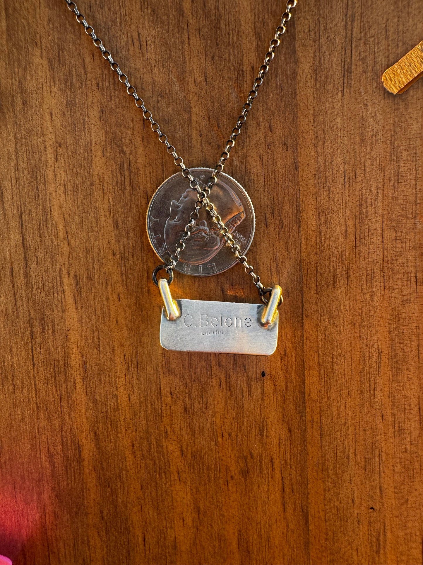 Native made Kingman turquoise bar necklace