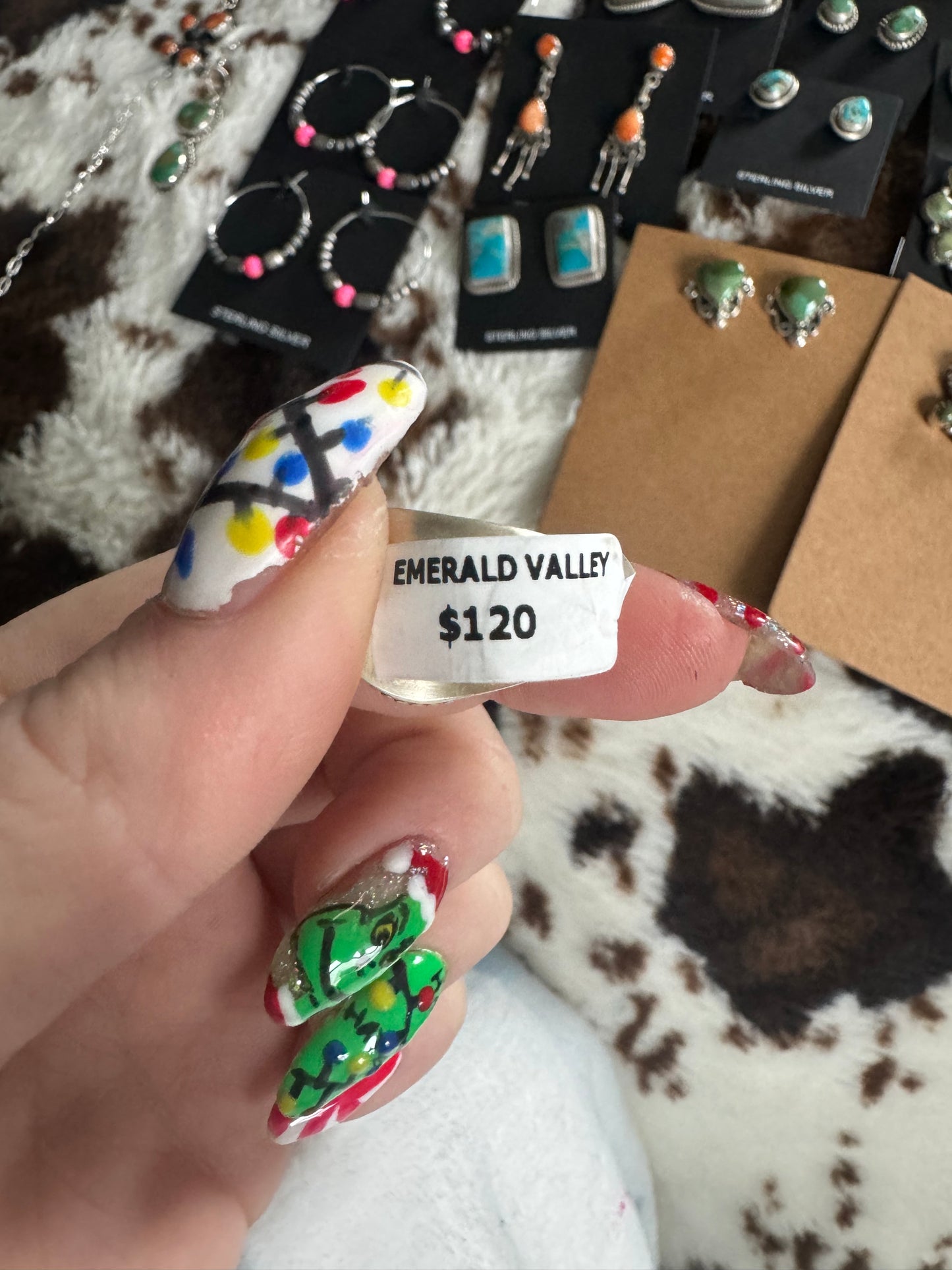 Sz 6 emerald valley turquoise cigar band ring