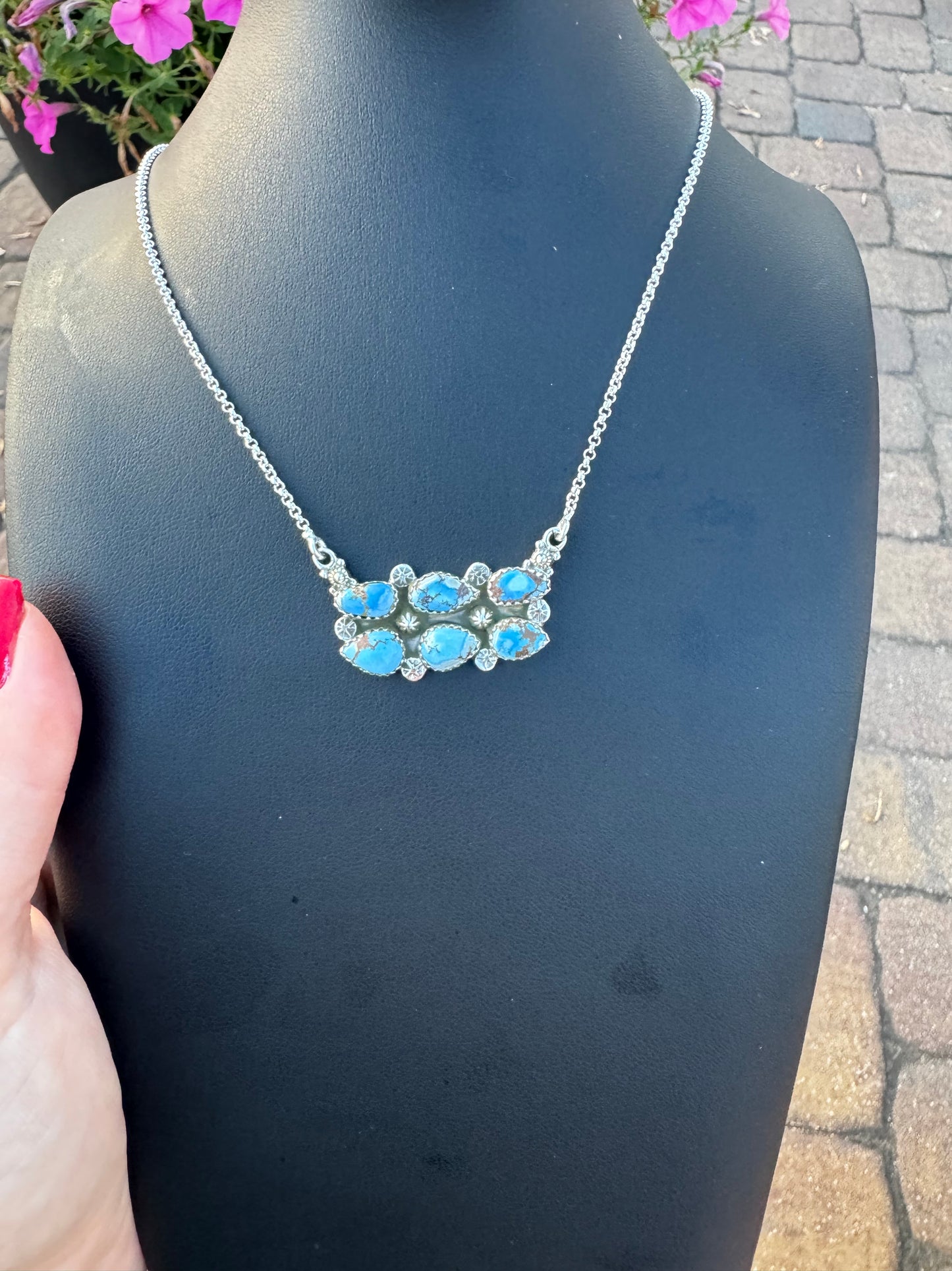 Golden hills turquoise double bar necklace