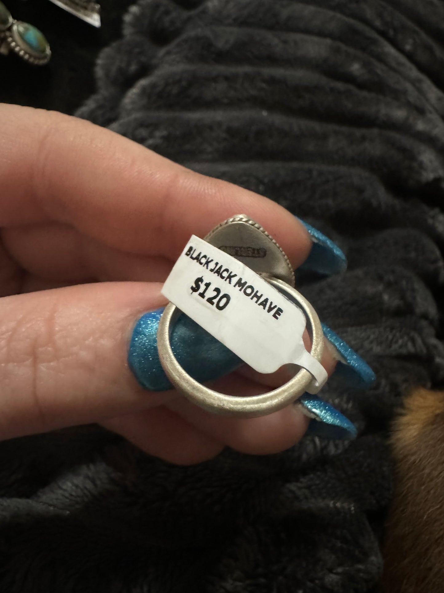 Blackjack Mojave turquoise adjustable teardrop ring