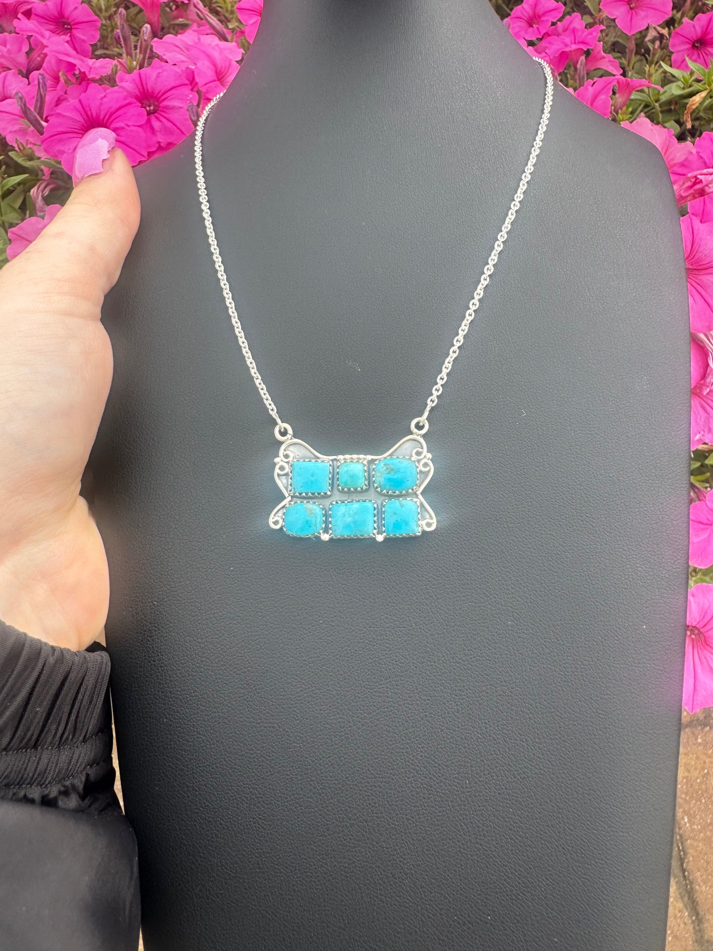 Ithica peak turquoise double bar necklace