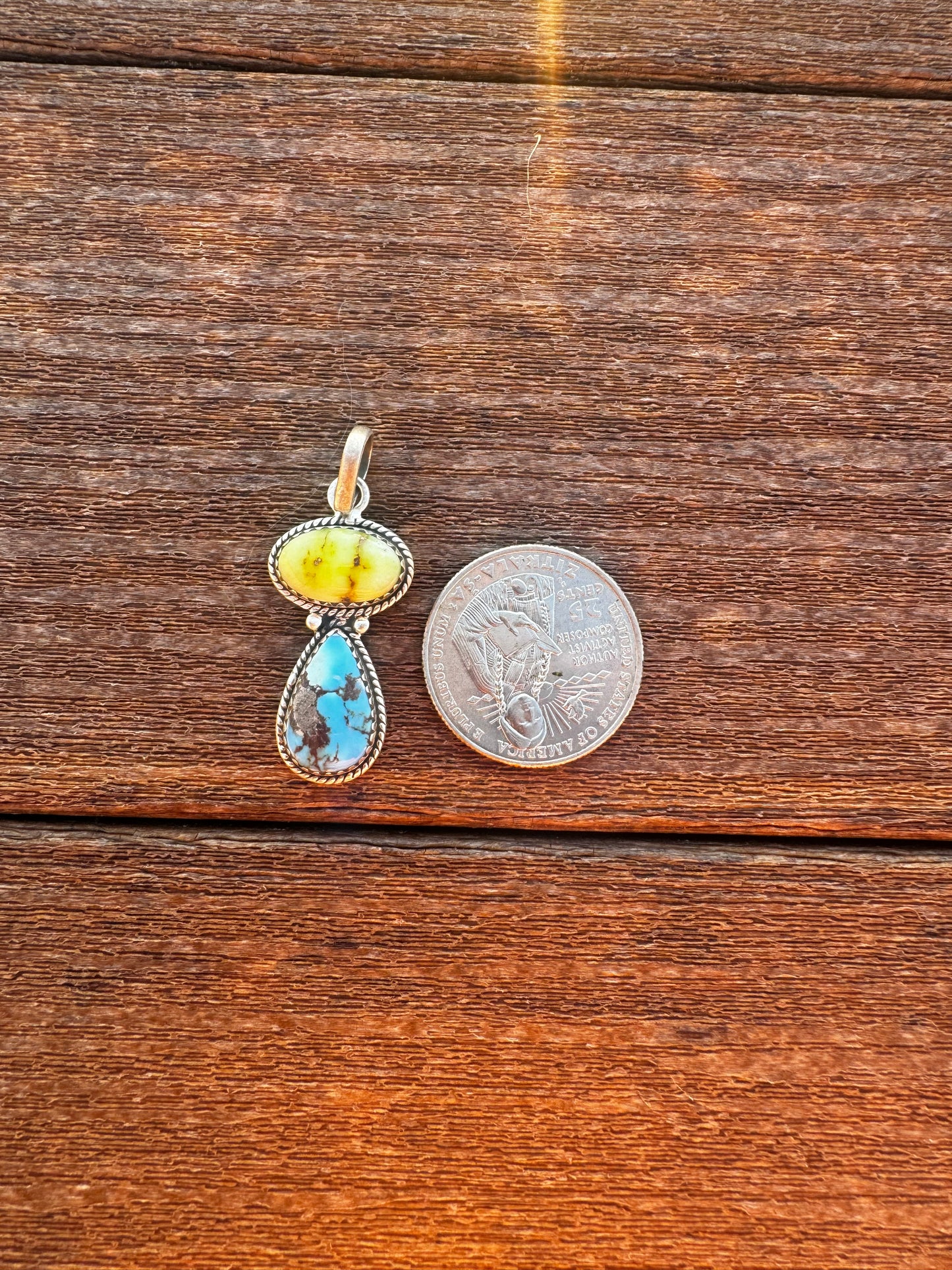 Golden hills turquoise and palomino pendant