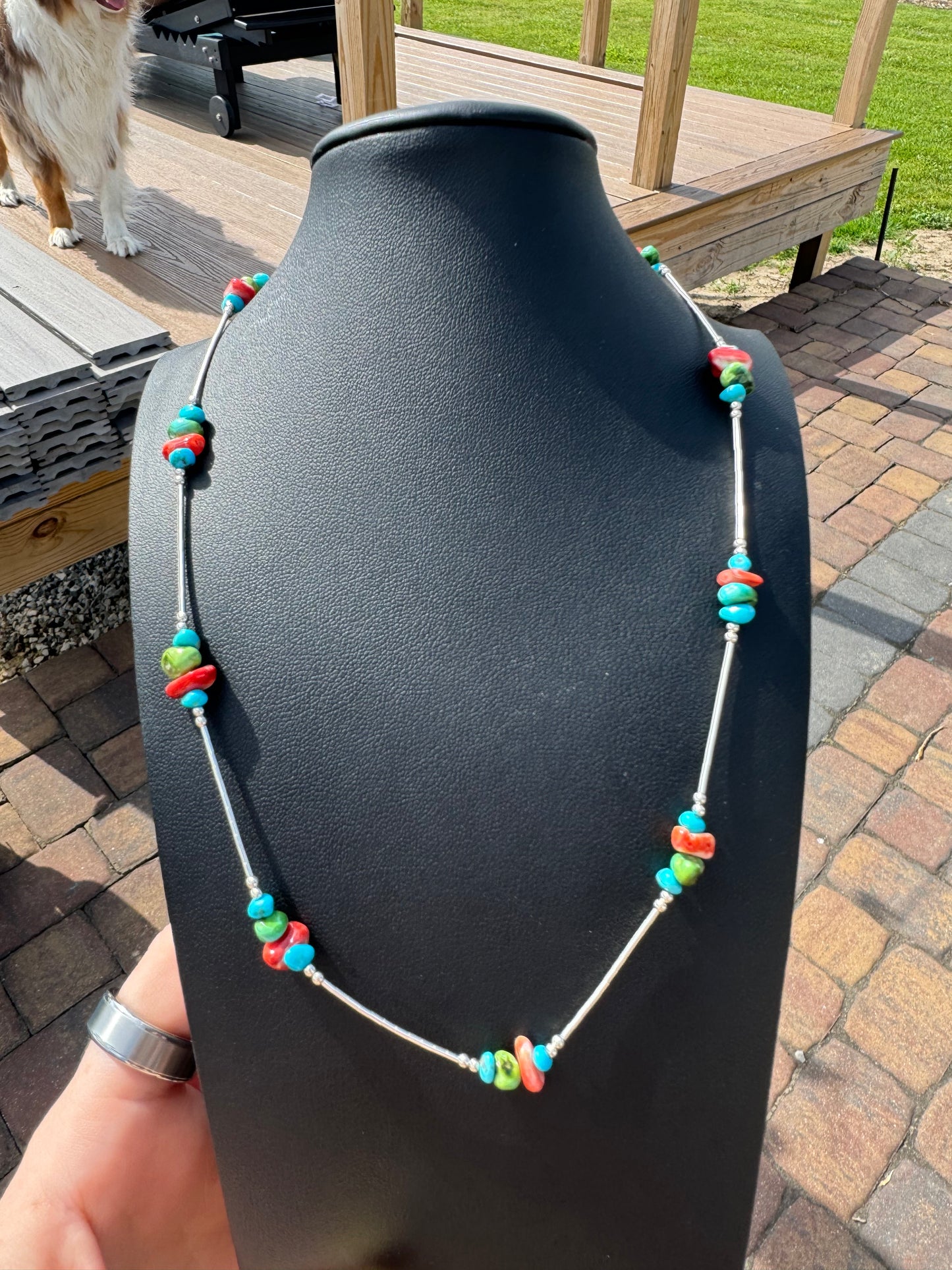 Liquid silver, sleeping beauty turquoise, Sonoran, spiny necklace