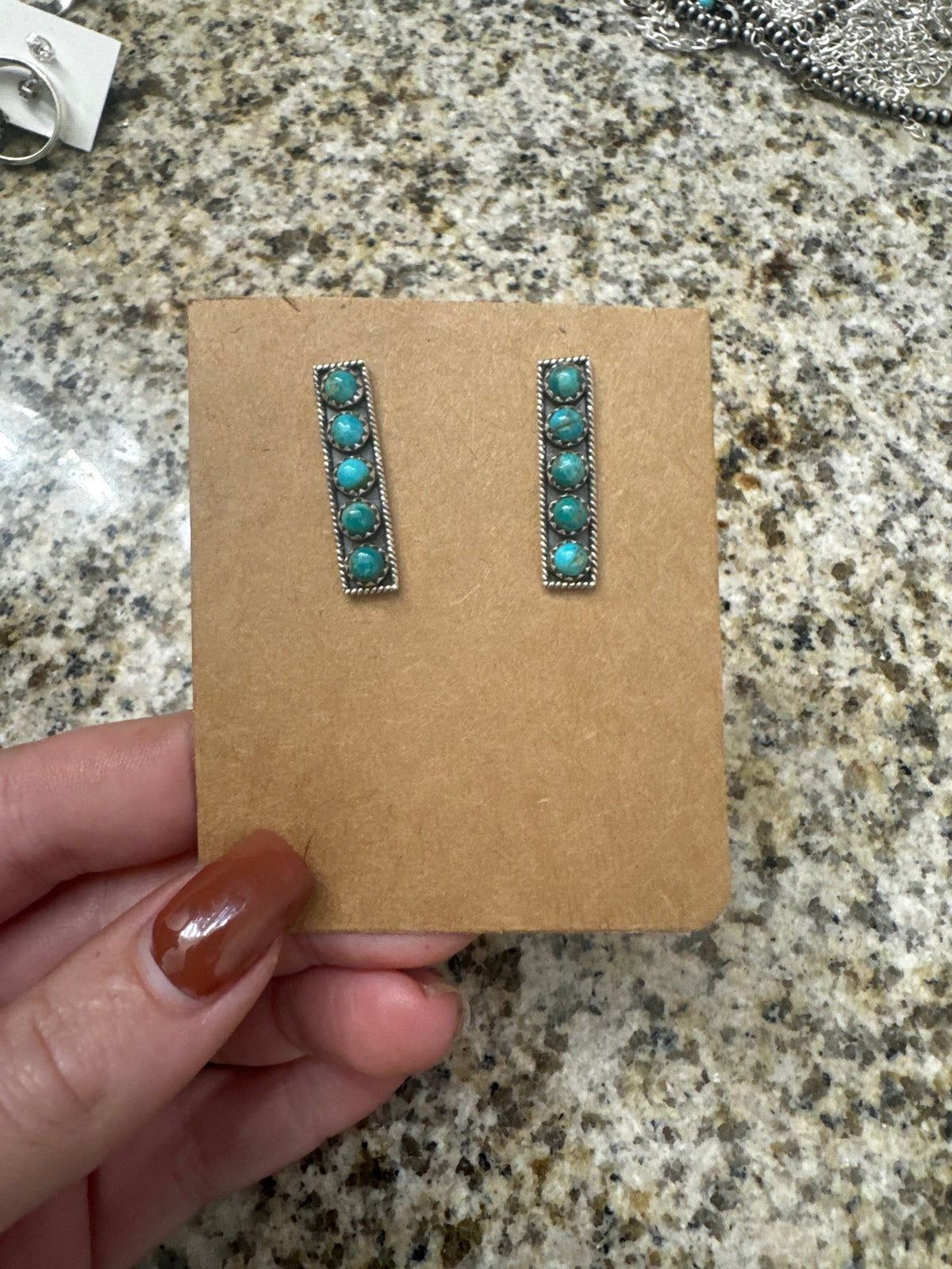 Kingman turquoise bar studs