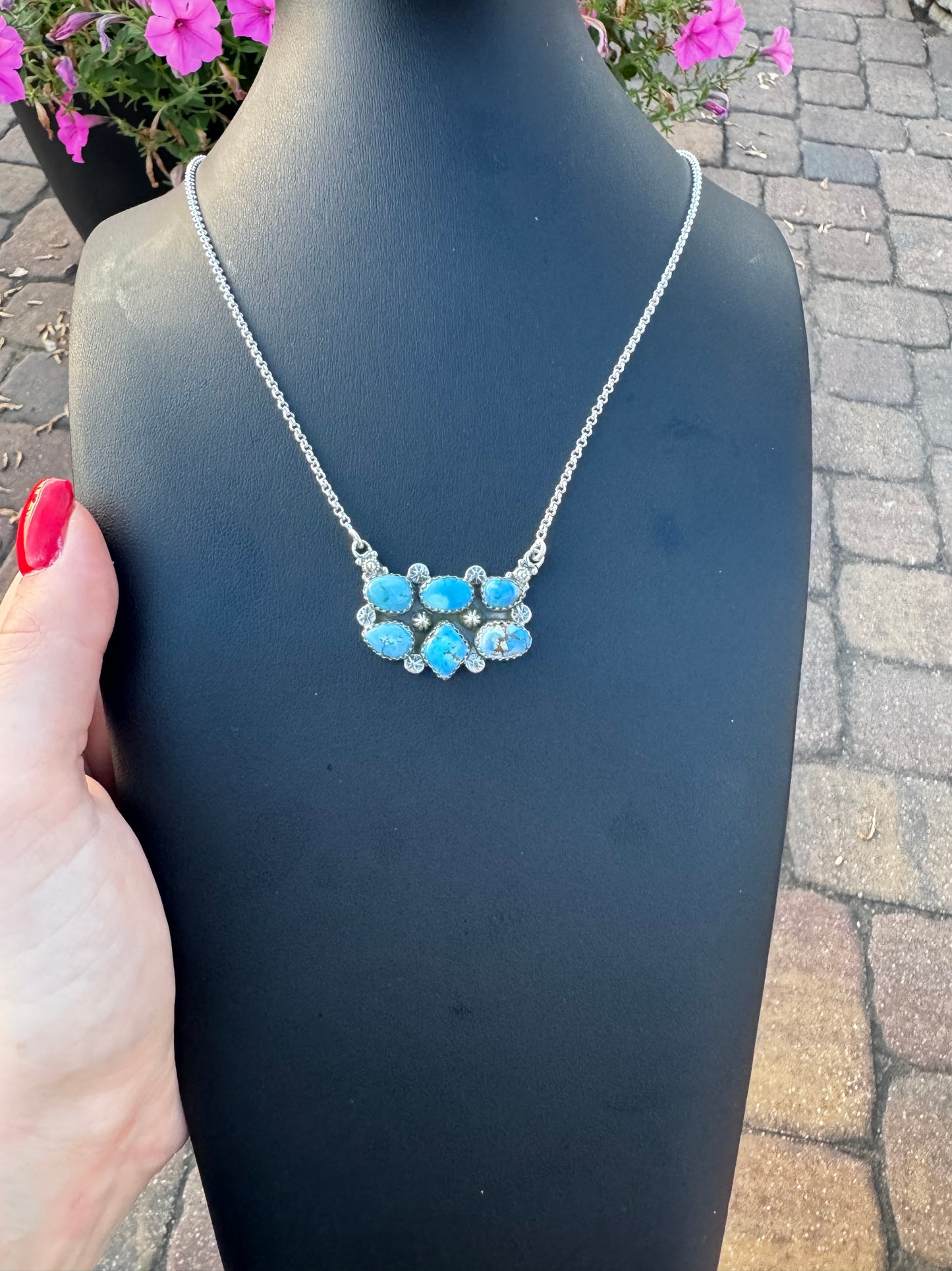Golden hills turquoise double bar necklace