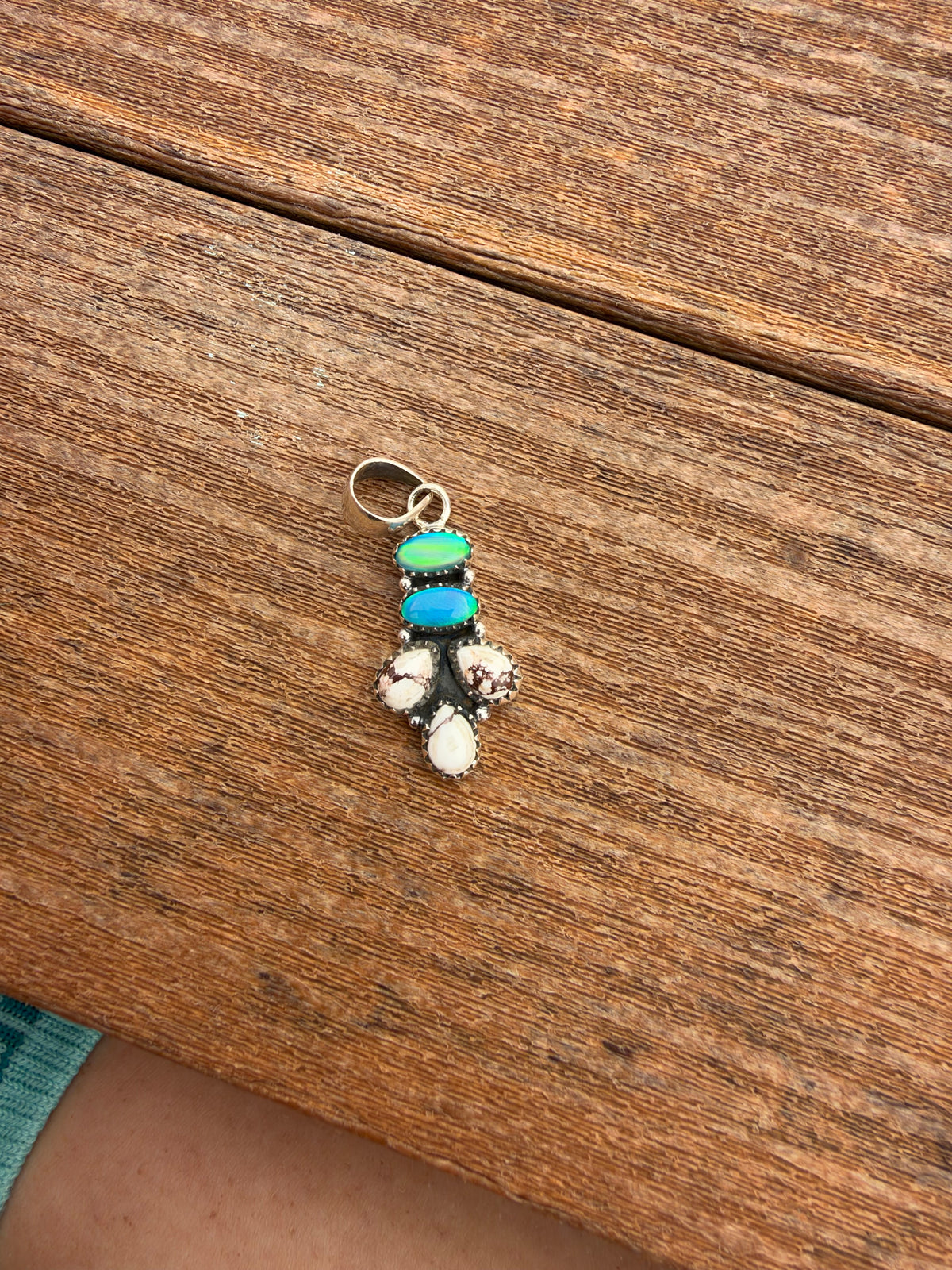 Opal and wild horse pendant