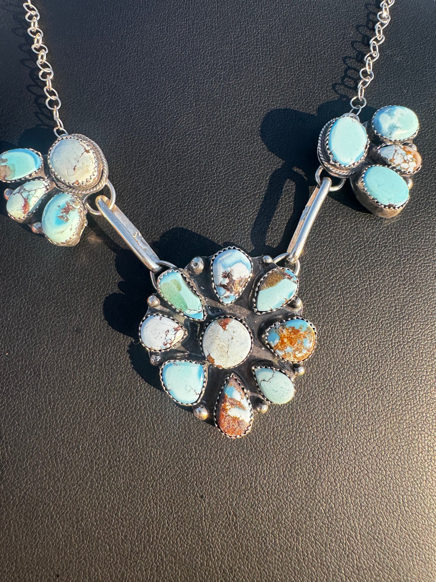 Golden hills turquoise cluster lariat necklace