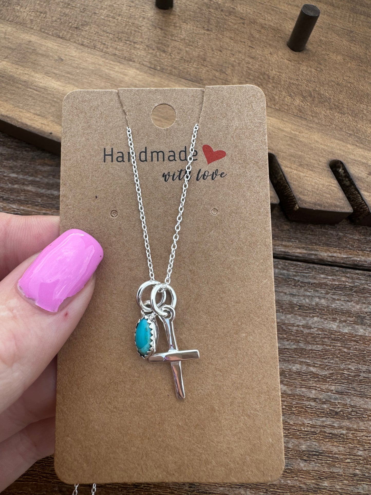Turquoise cross necklace