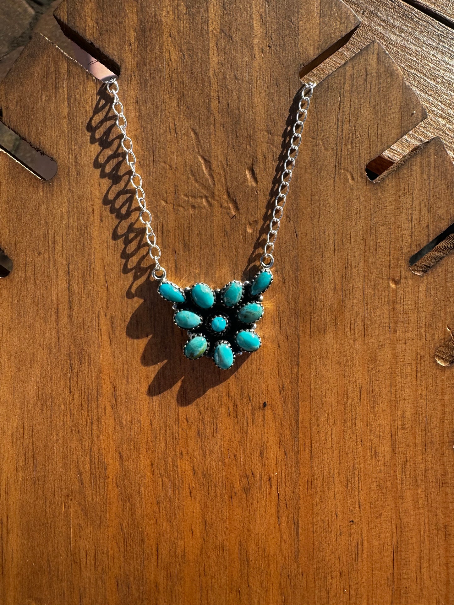 Kingman turquoise cluster necklace