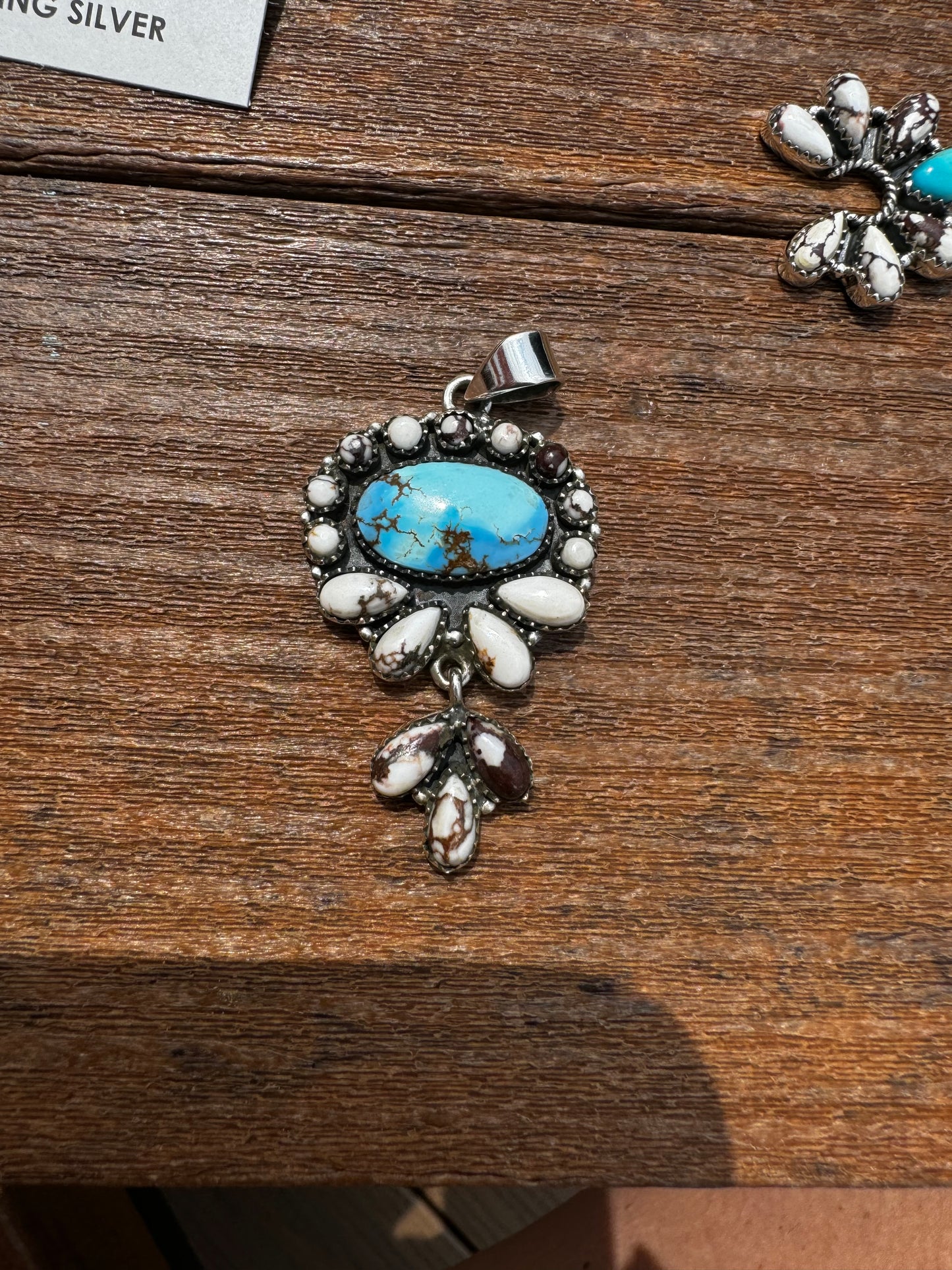 Wild horse and golden hills turquoise pendant
