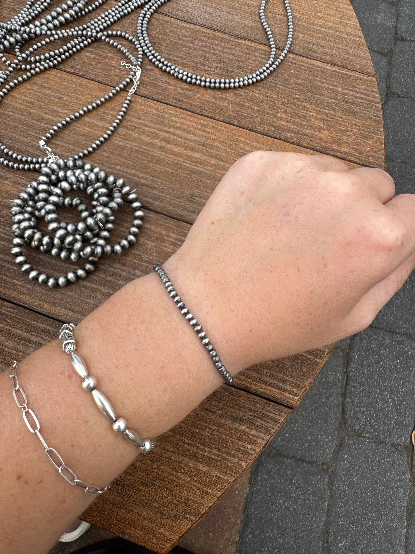 3mm sterling pearl stretch bracelet