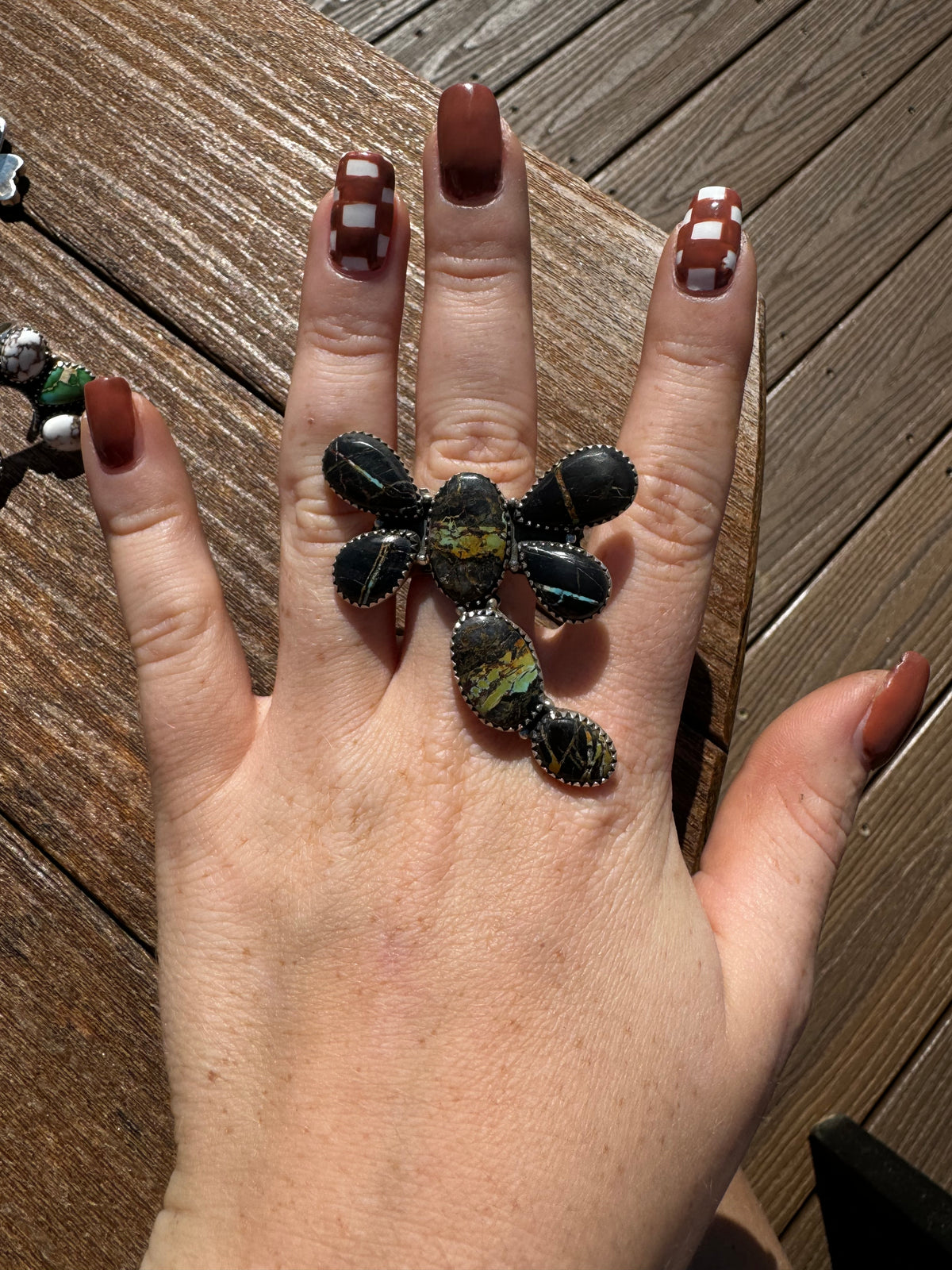 Blackjack turquoise adjustable dragonfly ring