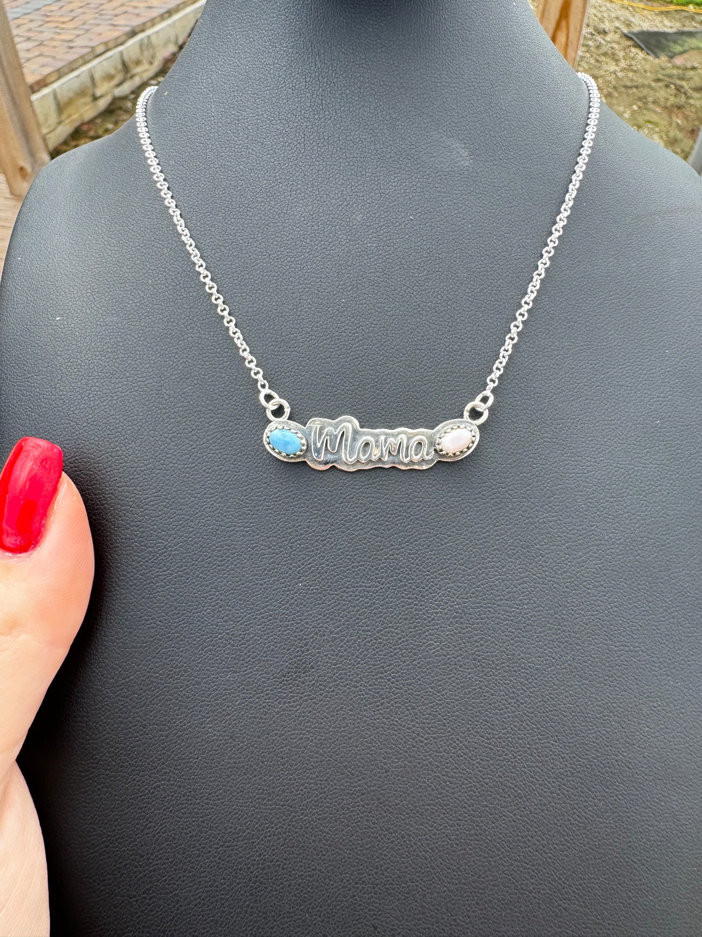 Mama golden hills turquosie and pink opal necklace
