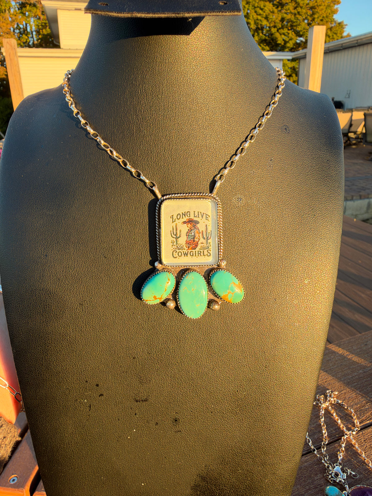 Royston turquoise and long live cowgirls necklace