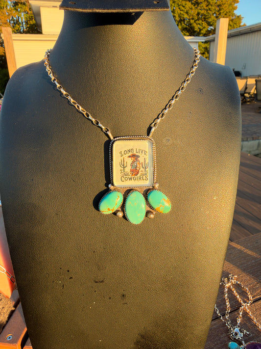 Royston turquoise and long live cowgirls necklace
