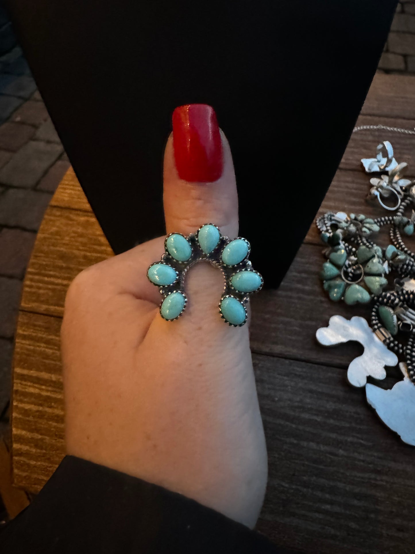Adjustable turquoise naja ring
