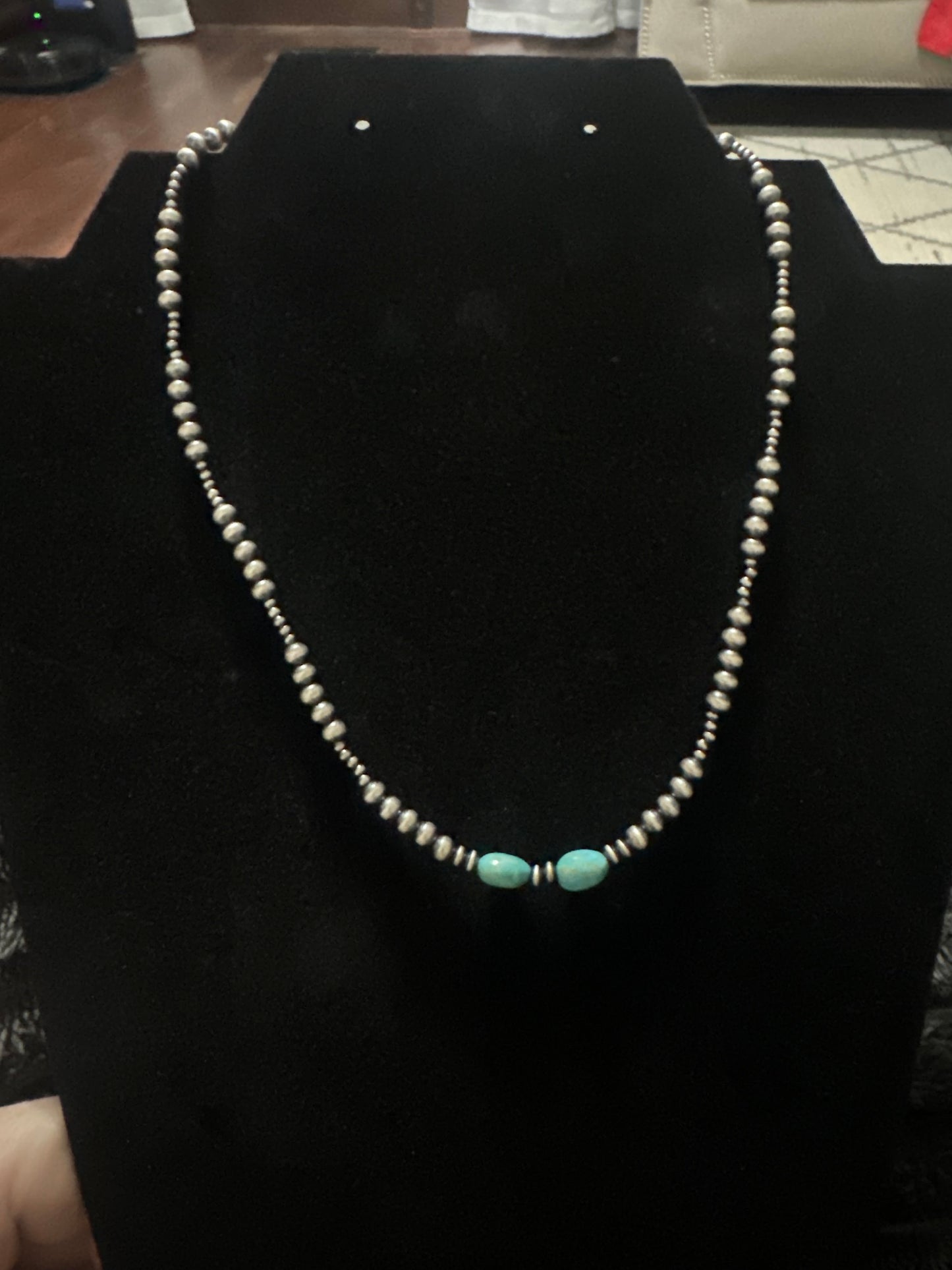 Graduated 2-4mm pearls with turquoise chunk