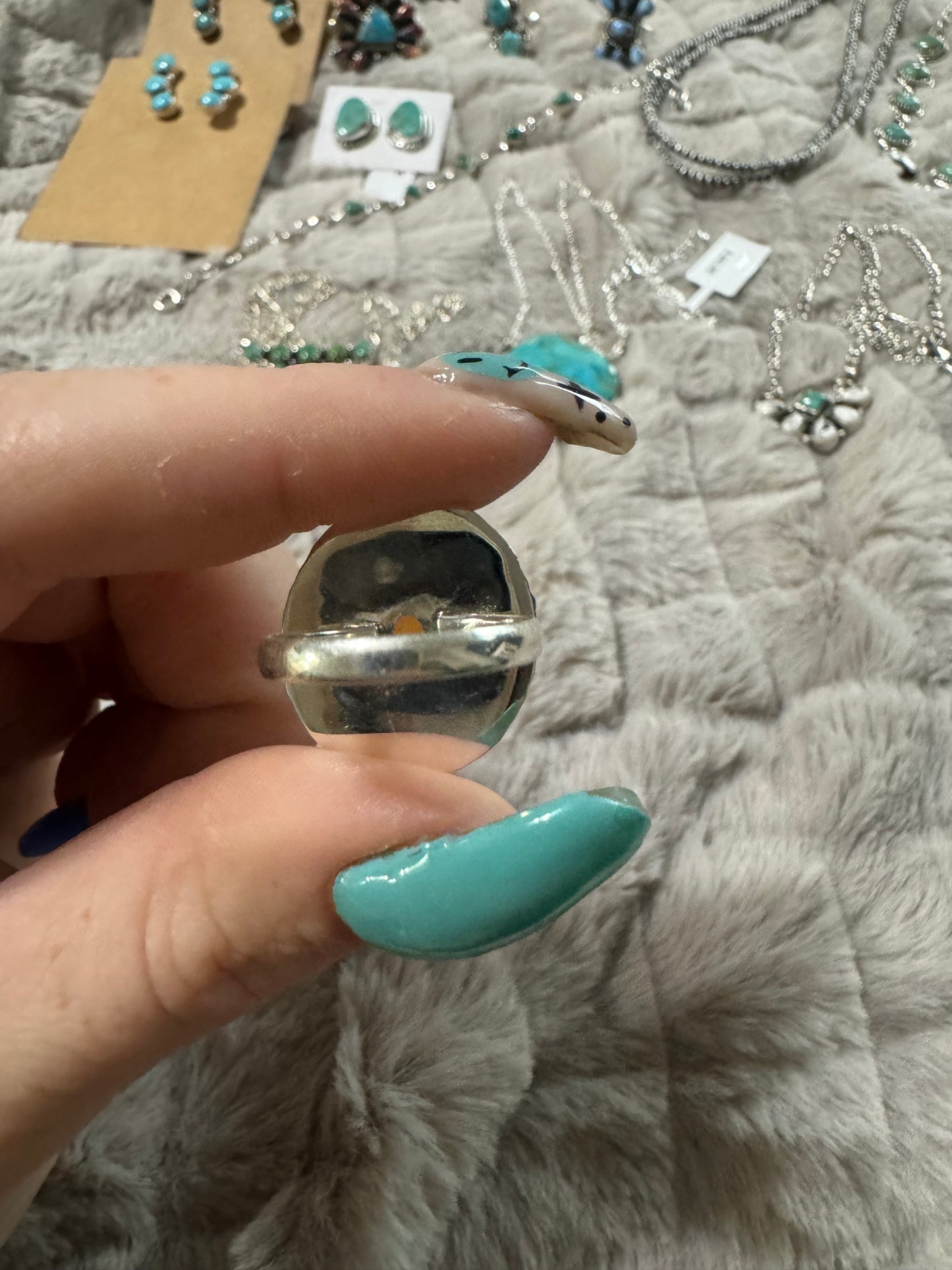 Silver work and opal sz 8 ring