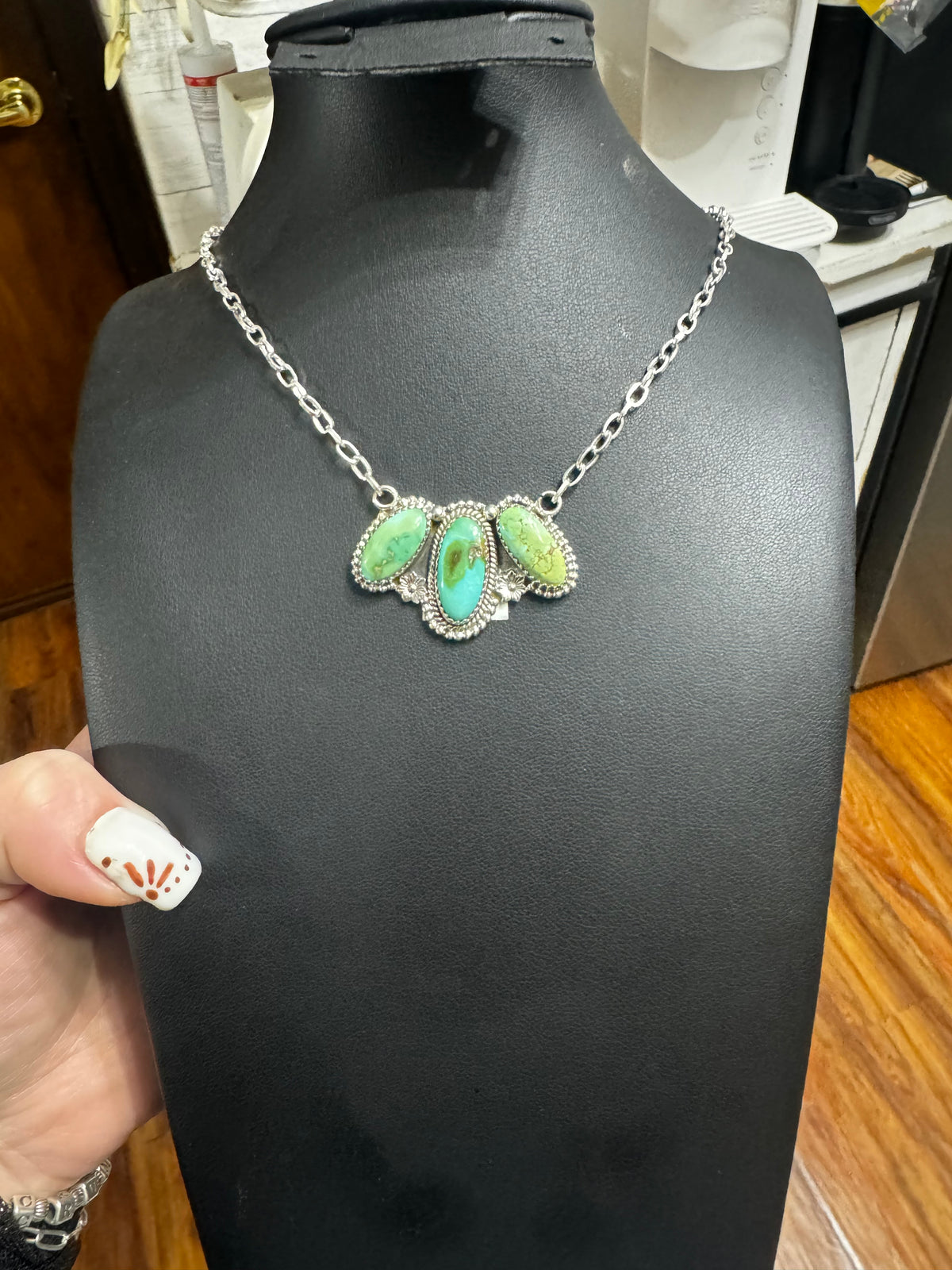 Sonoran gold turquoise 3 bar necklace