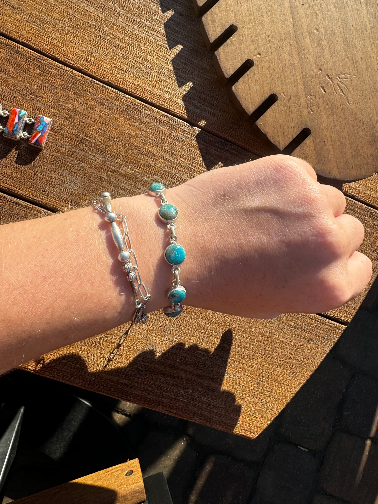 Ithaca peak turquoise 5 stone chain bracelet