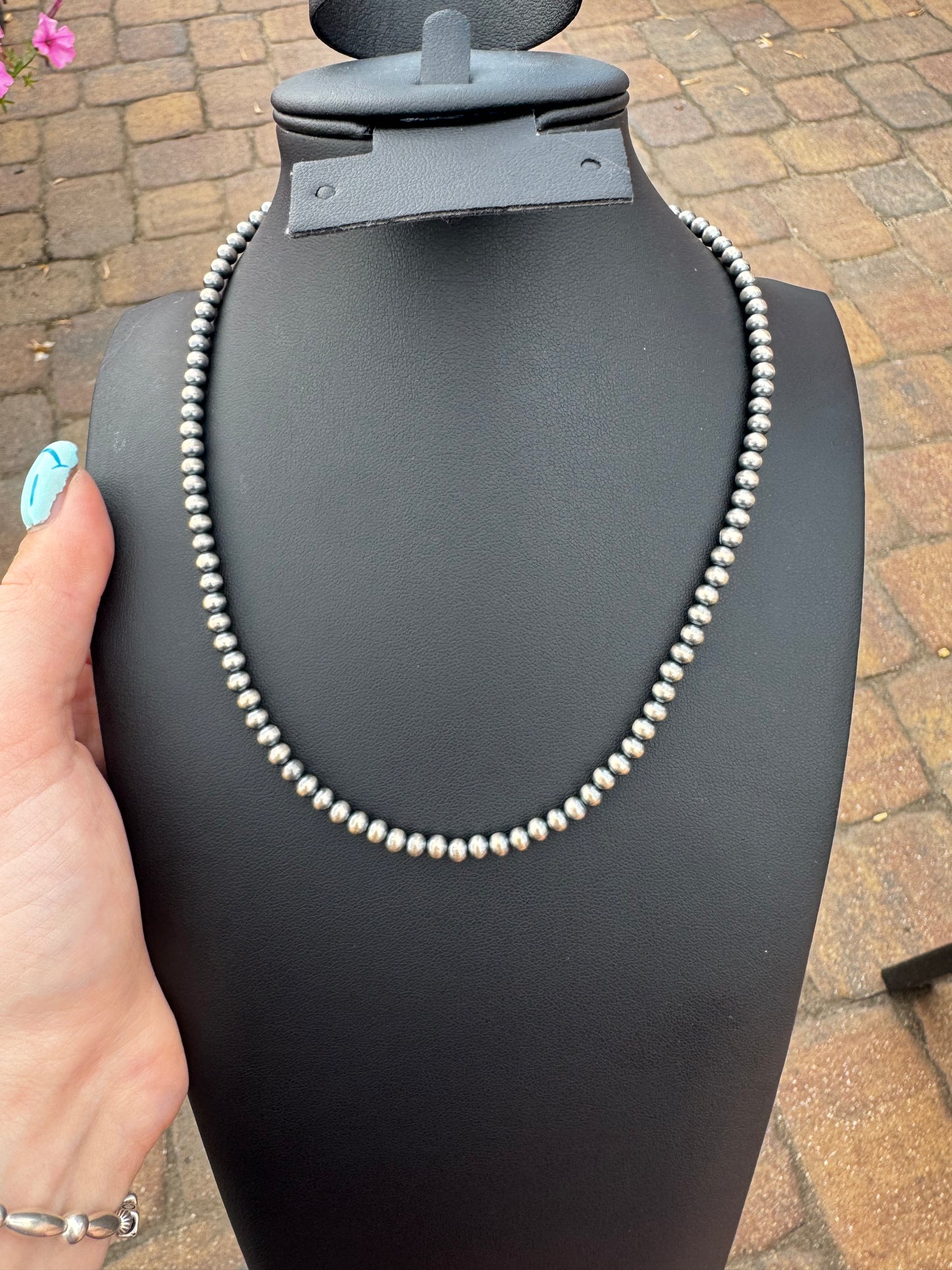 4mm 16” sterling pearl necklace