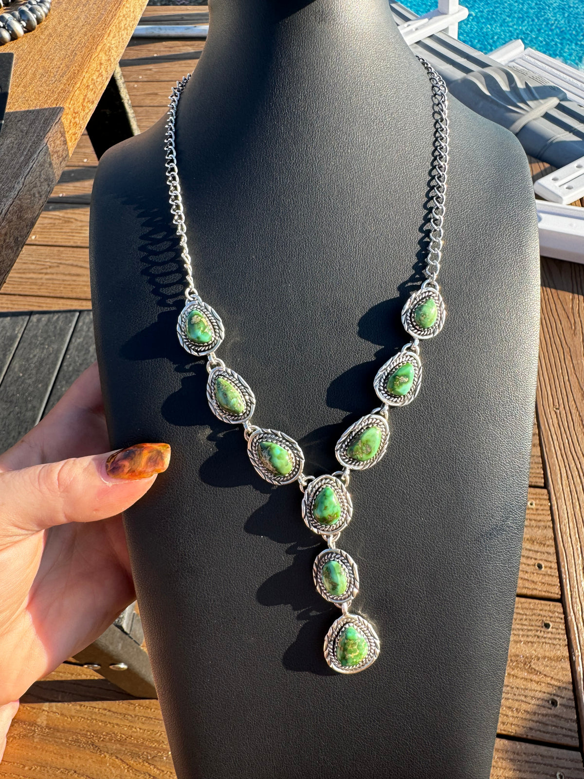 Sonoran gold turquoise lariat necklace