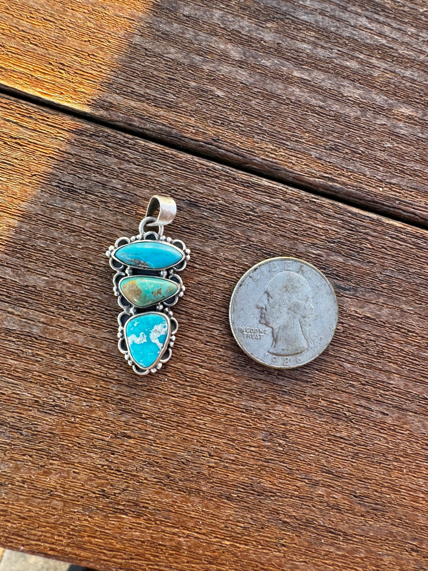 Whitewater and Royston turquoise pendant
