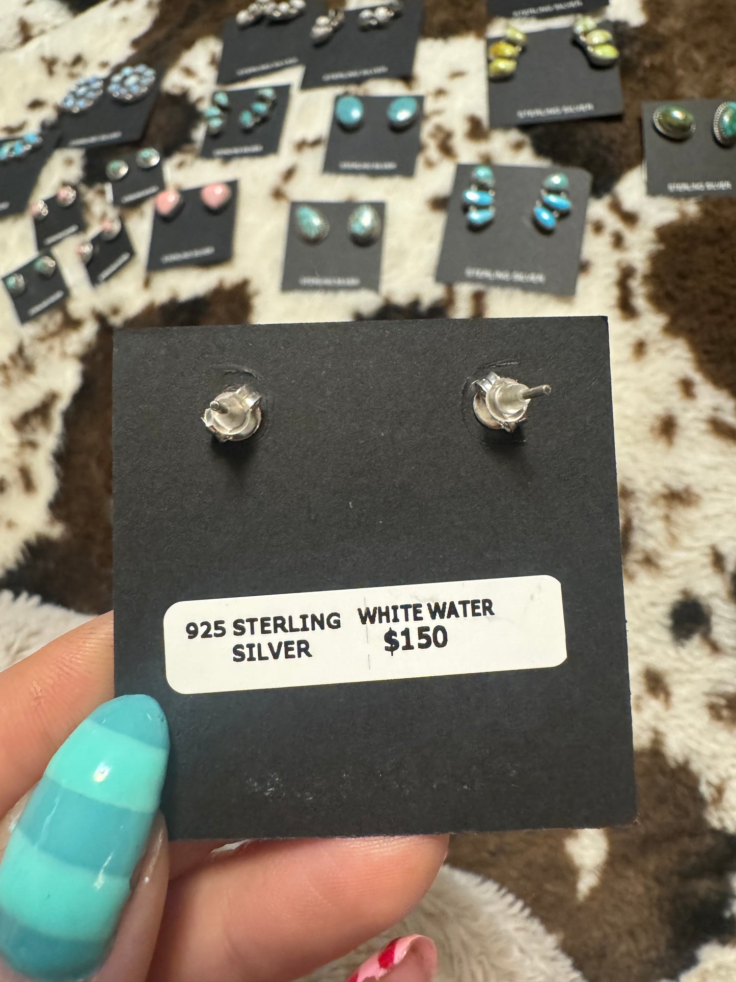 Whitewater turquoise rectangle studs