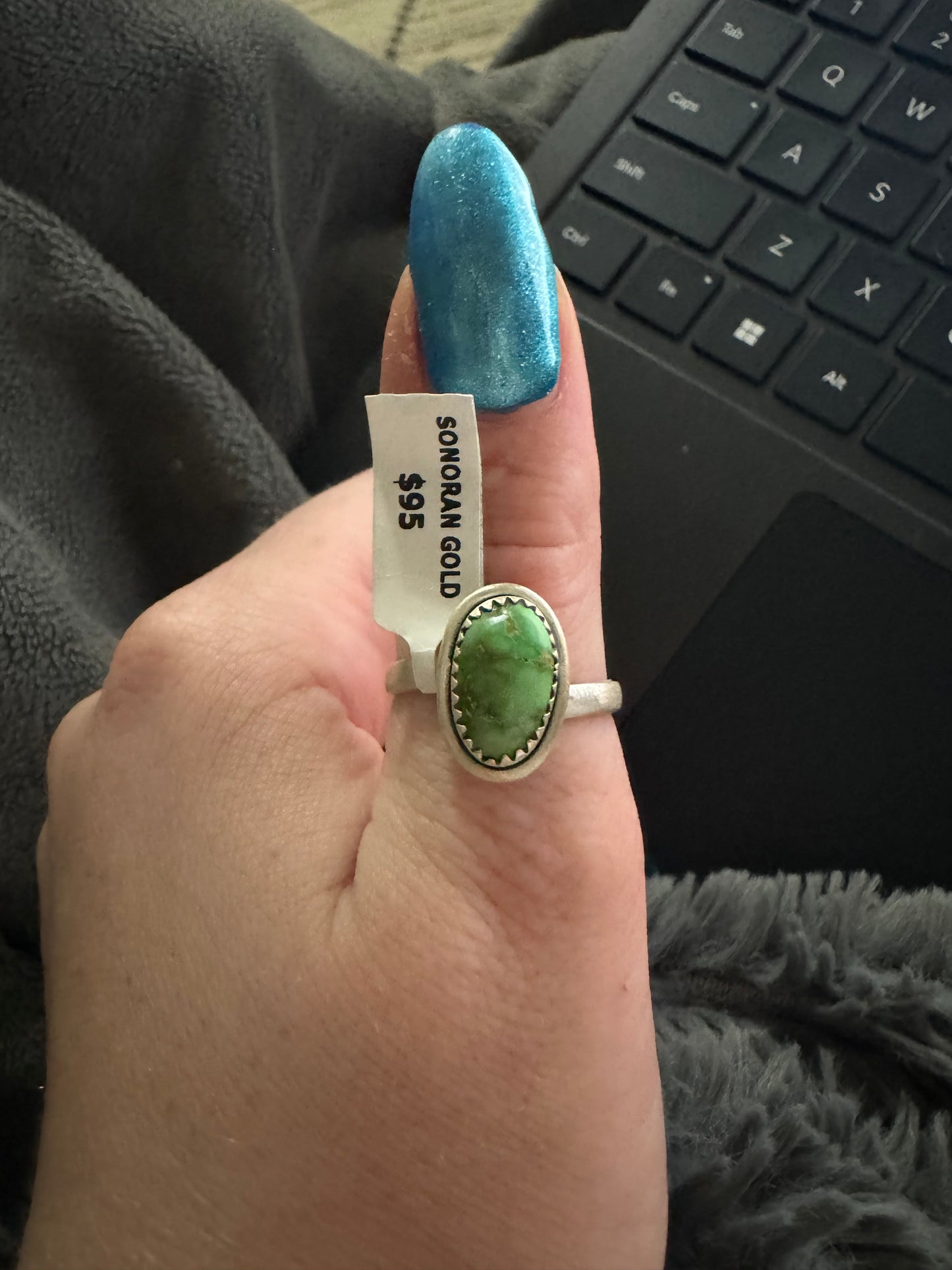 Sonoran gold turquoise round adjustable turquoise ring