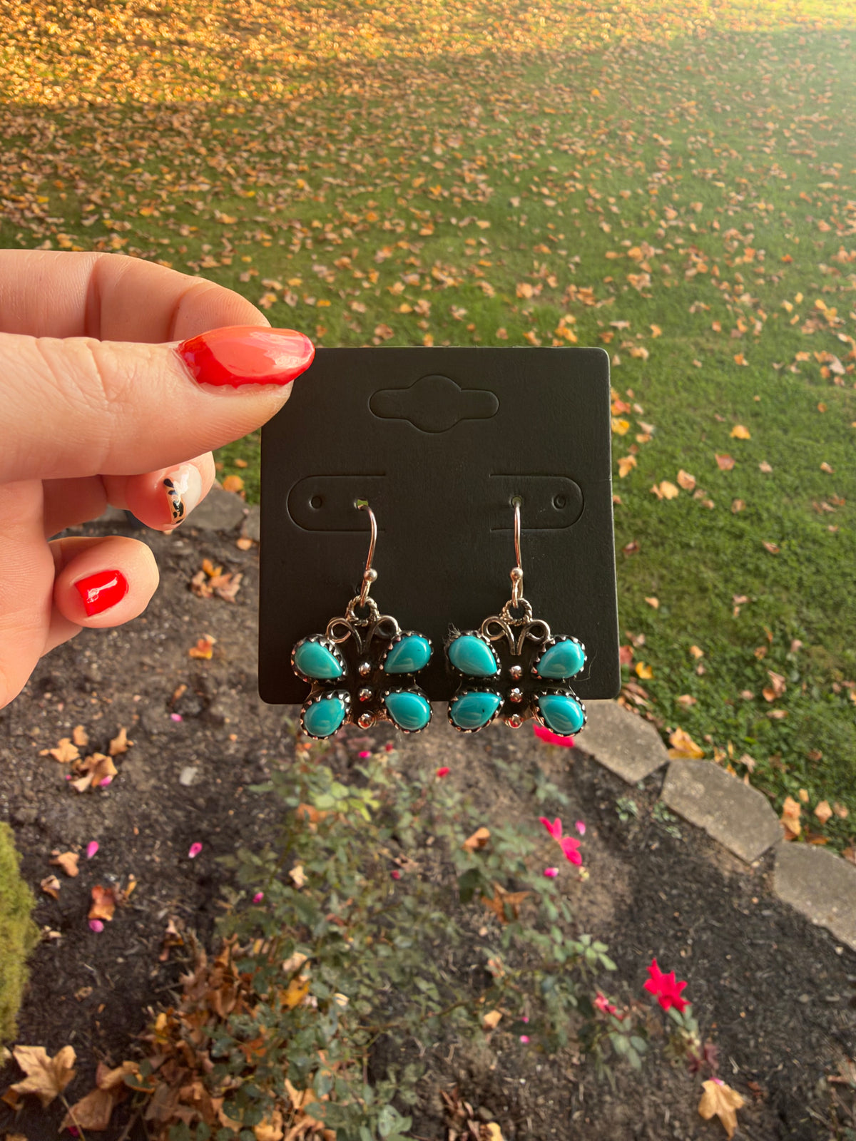 Turquoise butterfly dangle earrings