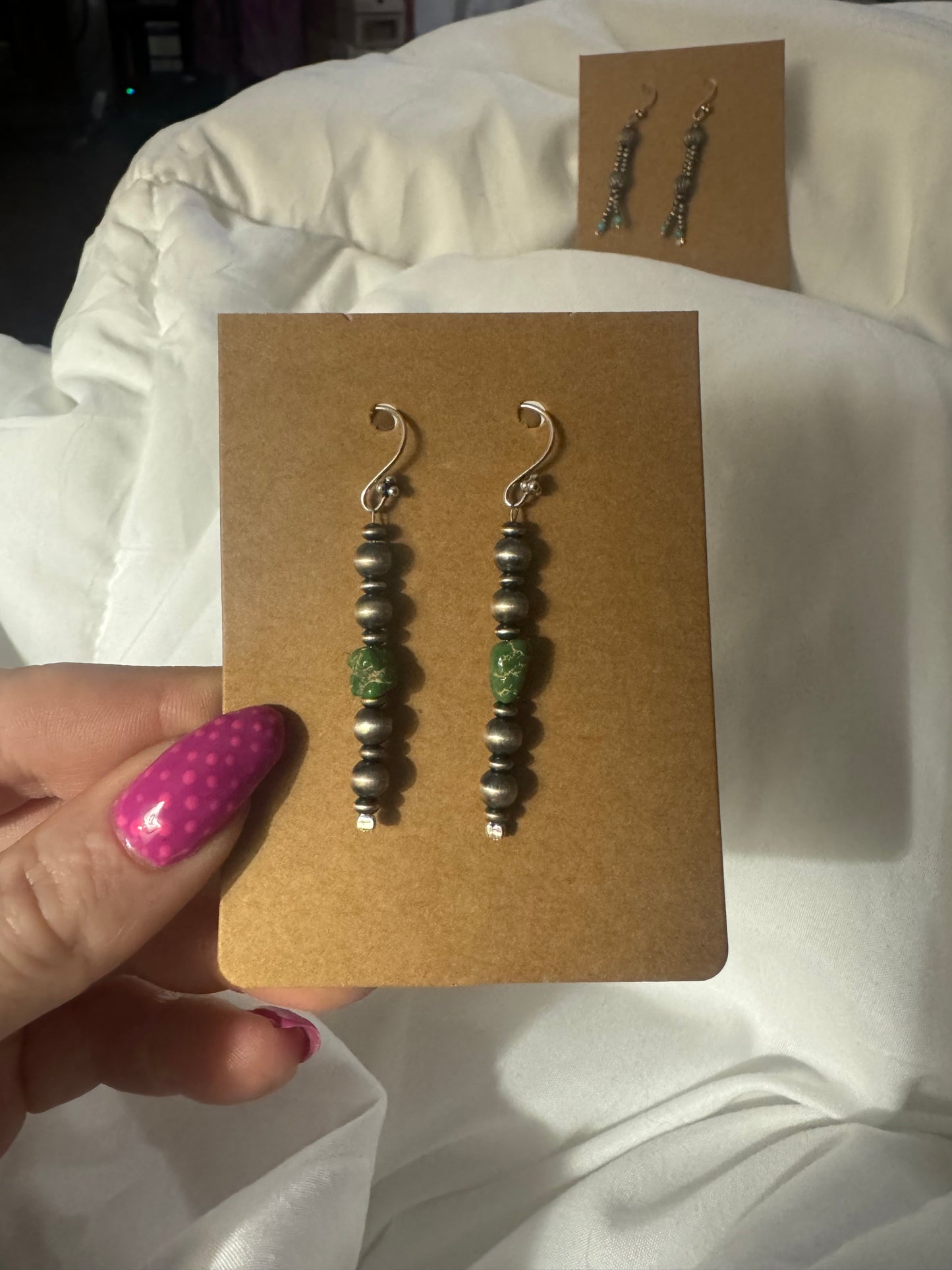 Sonoran gold turquoise pearl dangle earrings