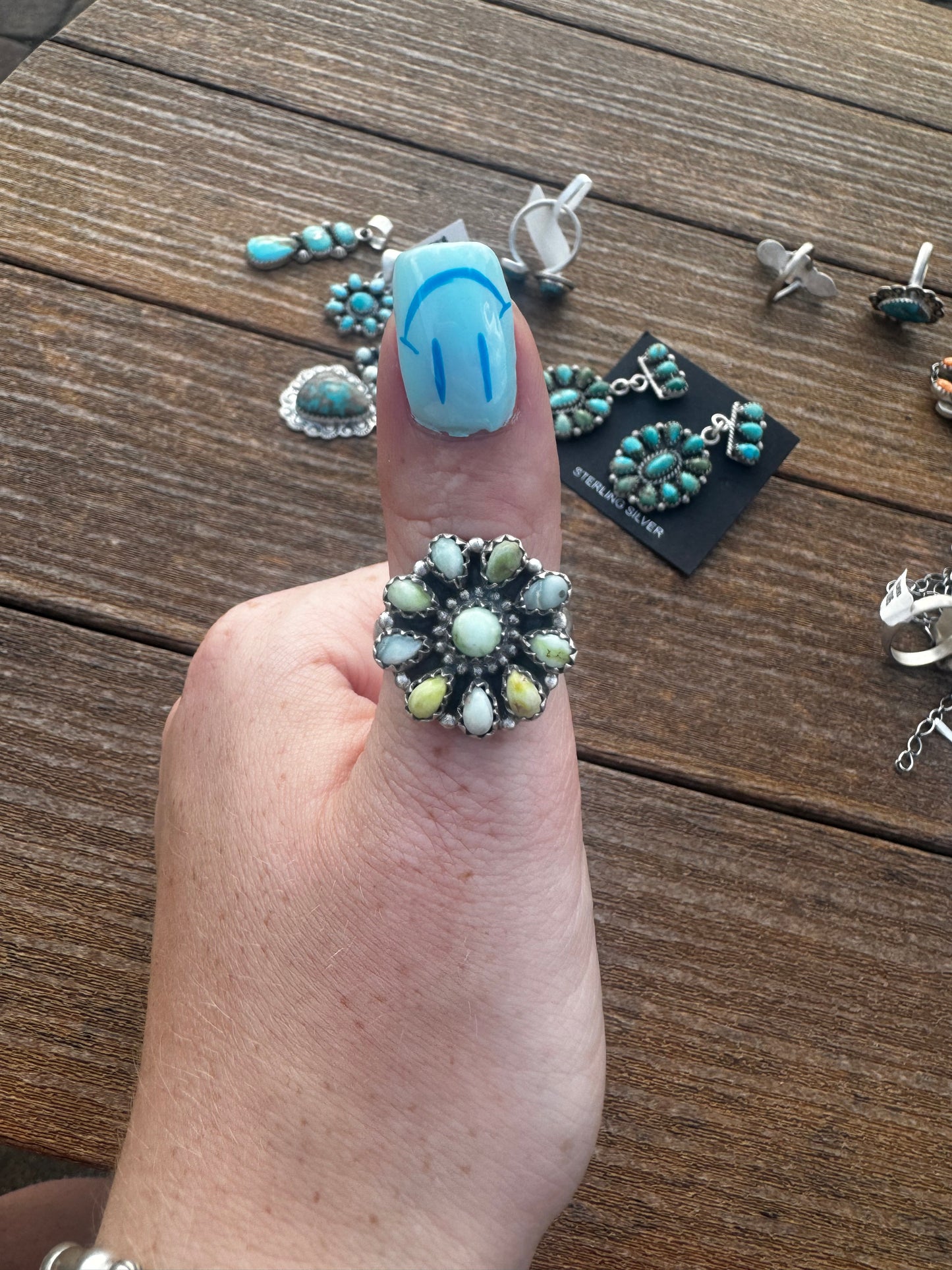 Palomino and Paloma flower adjustable ring