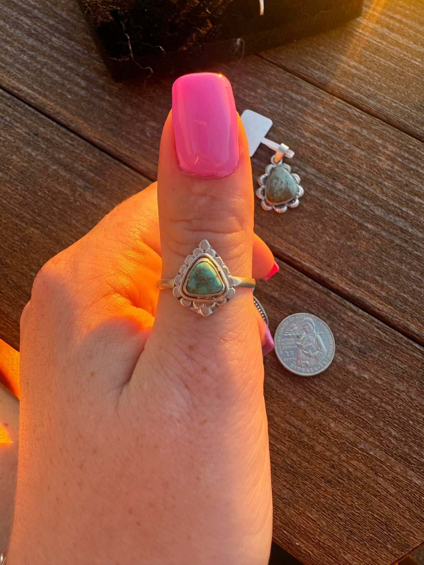 Emerald valley turquoise sz 9 dainty ring