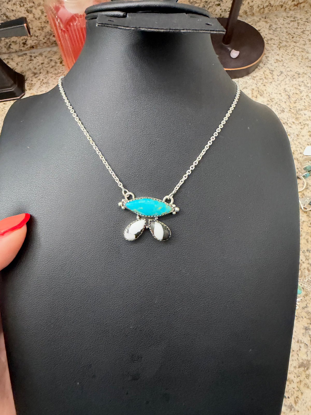Santa Maria turquoise and white buffalo necklace