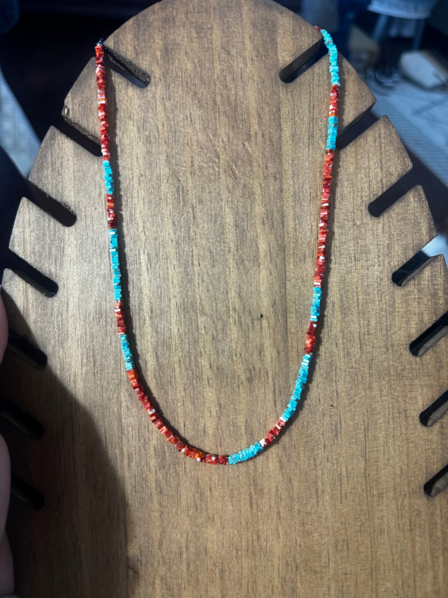 Spiny and turquoise chip necklace